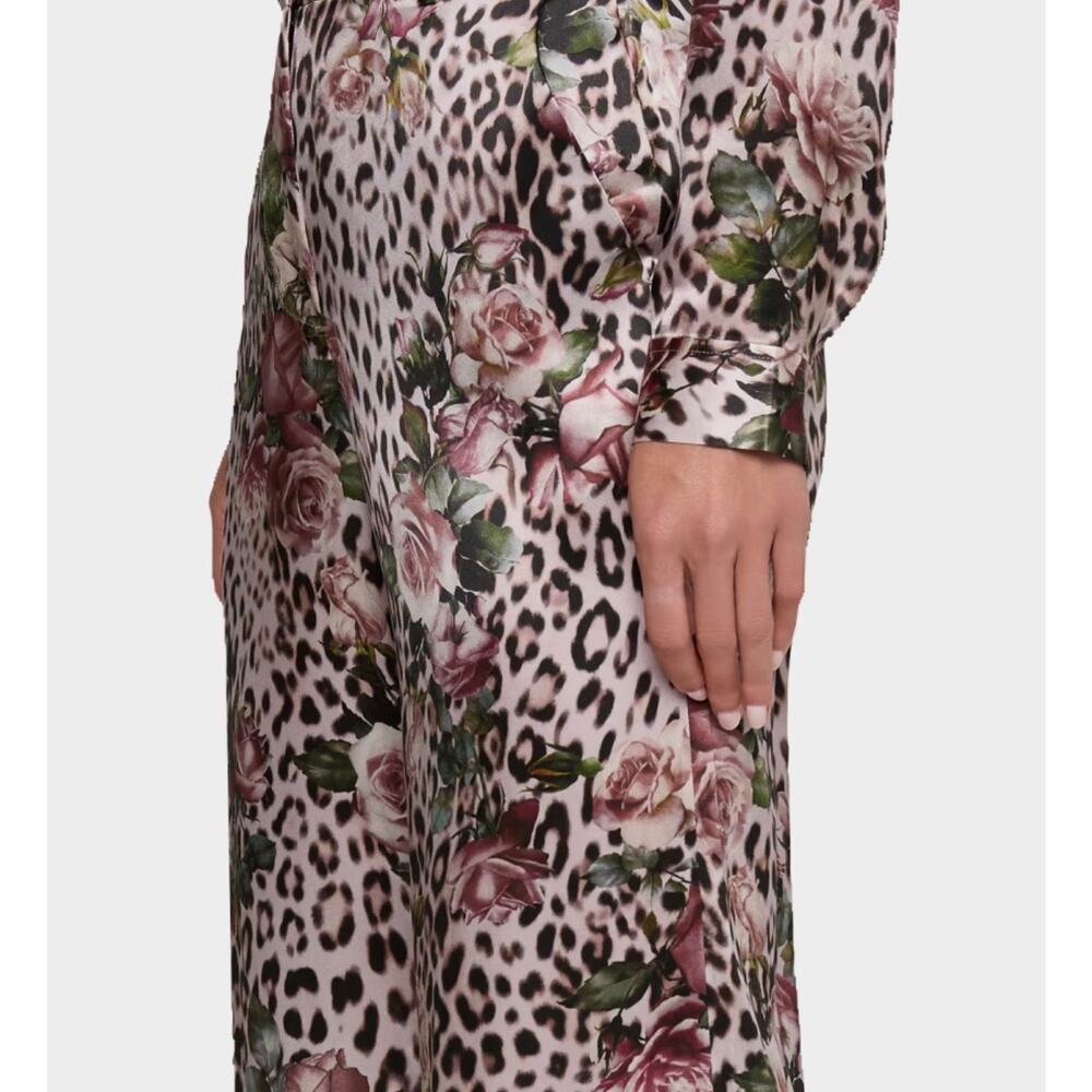 L'AGENCE Pilar Wide Leg Silk Pants in Cheetah Rose 6 - Picture 4 of 10